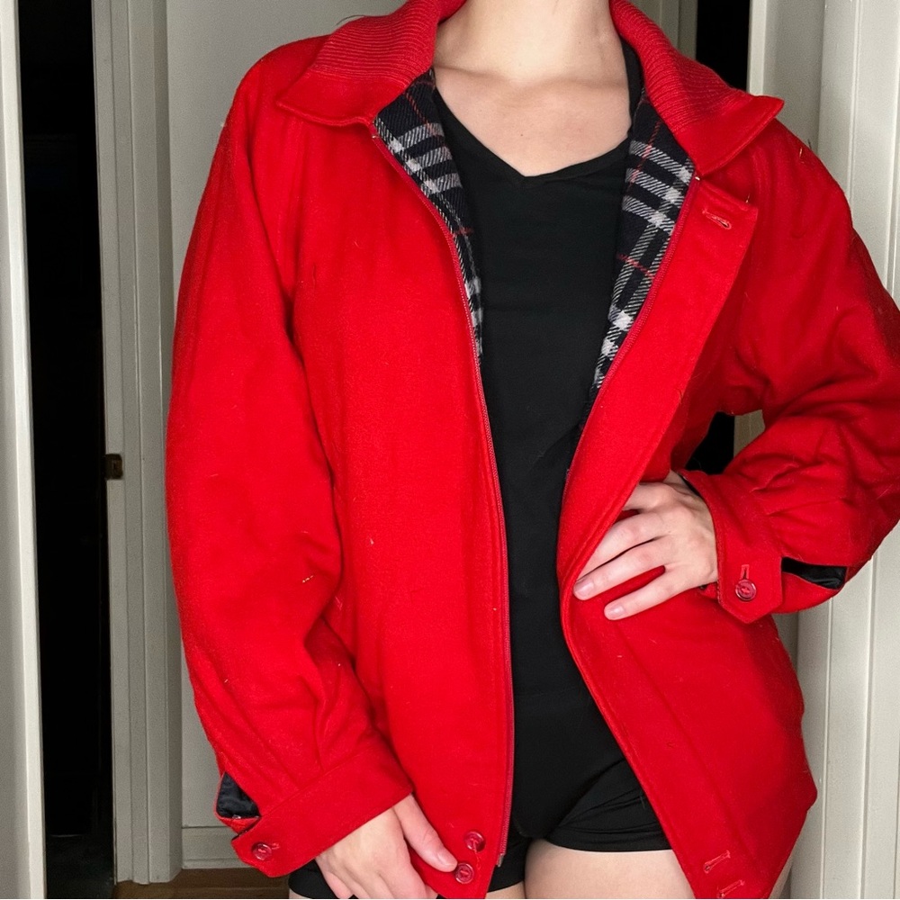 Burberry red bomber jacket , vintage bomber jacket , 90,s bomber jacket ,